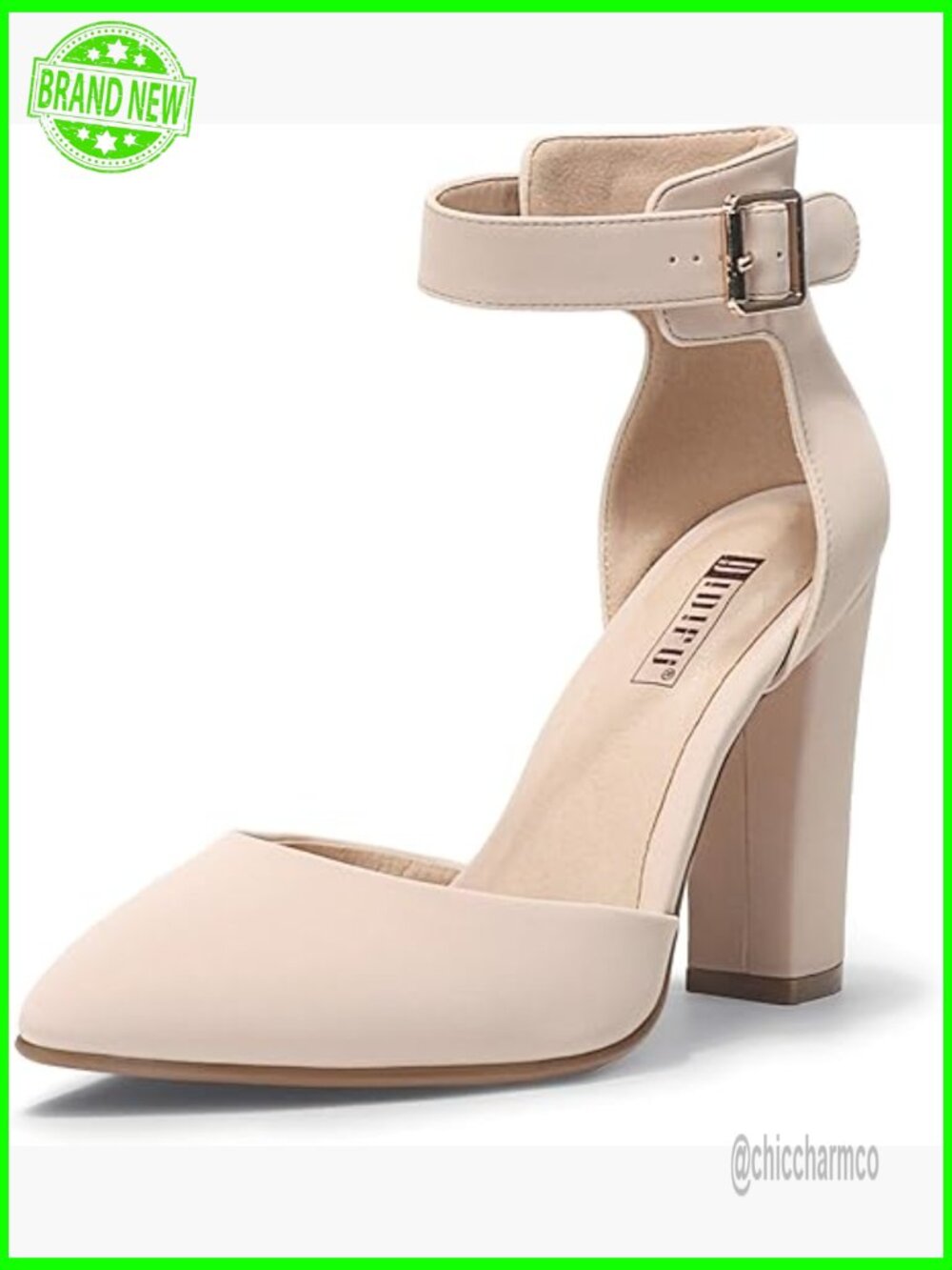 4" Chunky Heel Ankle Strap Pumps Pointed Toe Wedding Shoes